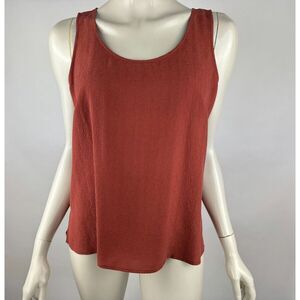 Citron Santa Monica Washable Textured Silk Tank Top Women M EUC Sleeveless Brown